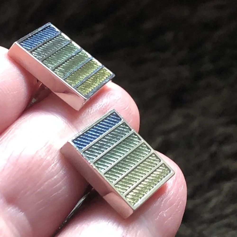 Marks & Spencer blue ombré mix silver cuff links NIB